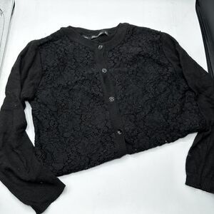 Zara Black Crochet Lace Cardigan - Size S